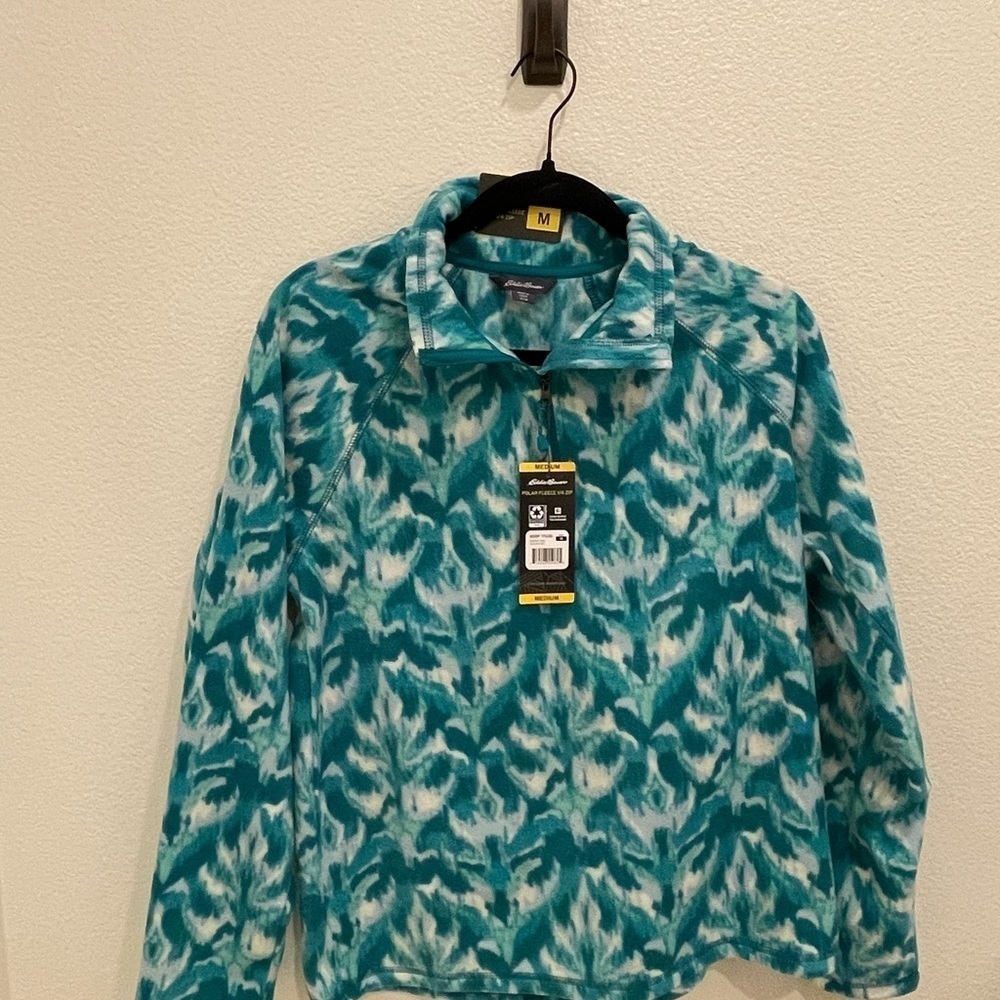 NWT Womens Eddie Bauer Polar Fleece 1/4 Zip Blue Size M - Picture 7 of 8
